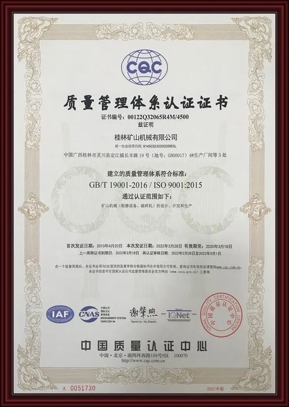 CE certificate for grinding mill equipment